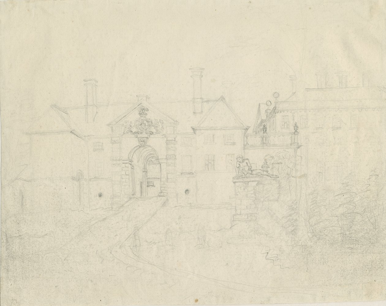 Patshull House: blyantstegning, nd [?1762-1802] af Stebbing Shaw