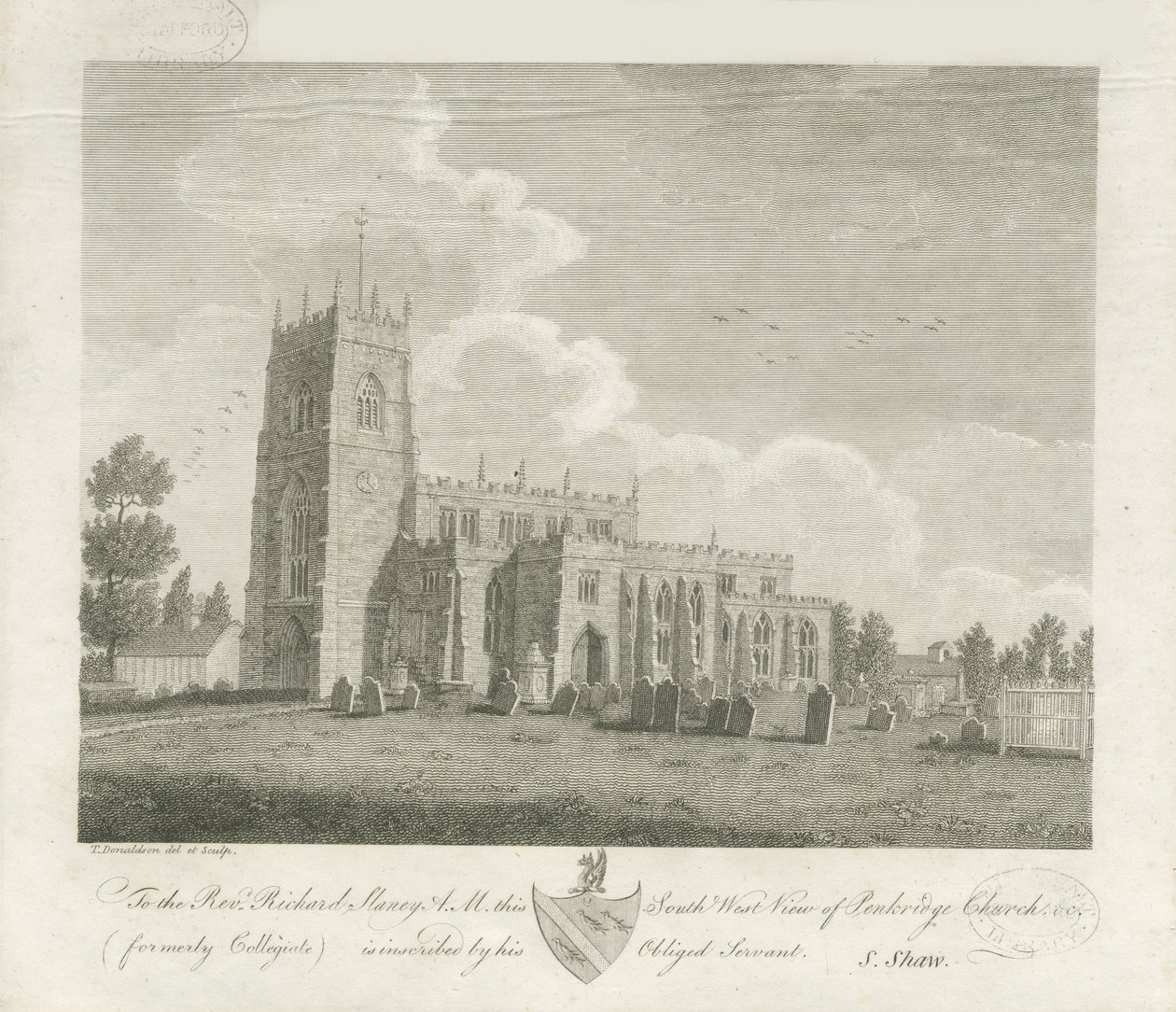 Penkridge Church: gravering og [slutningen af det 18. århundrede] (tryk) af Stebbing Shaw