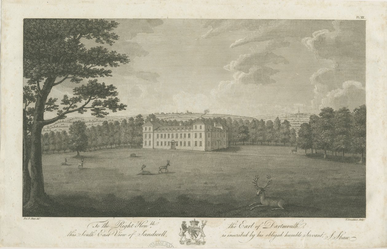 Sandwell Park - Hall: gravering, nd [1762-1798] af Stebbing Shaw