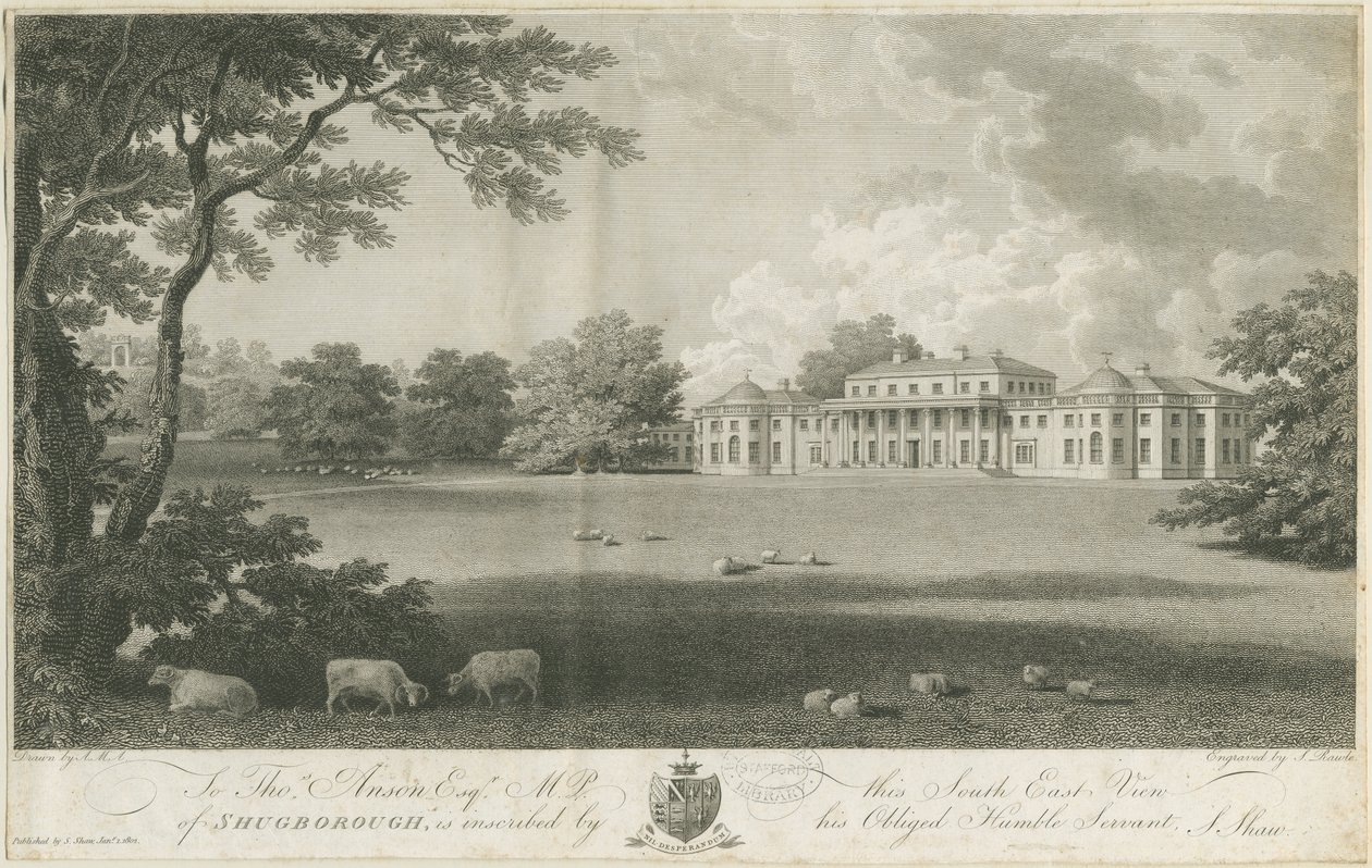 Shugborough Hall: gravering, nd [c 1802] (tryk) af Stebbing Shaw