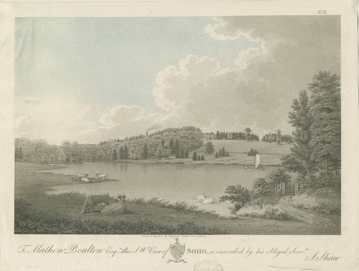 Soho - [Matthew Boultons] hus: gravering, nd [c 1798] (tryk) af Stebbing Shaw