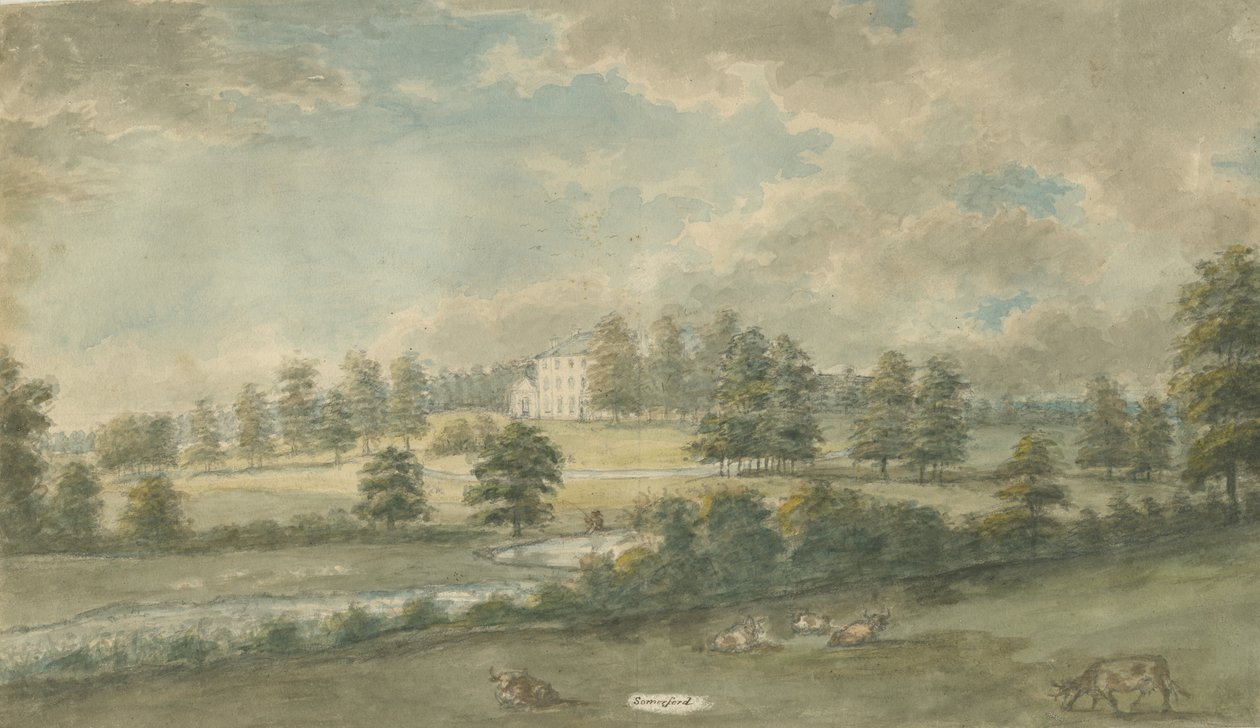 Somerford Hall: water color painting, nd [1762-1802] dani af Stebbing Shaw