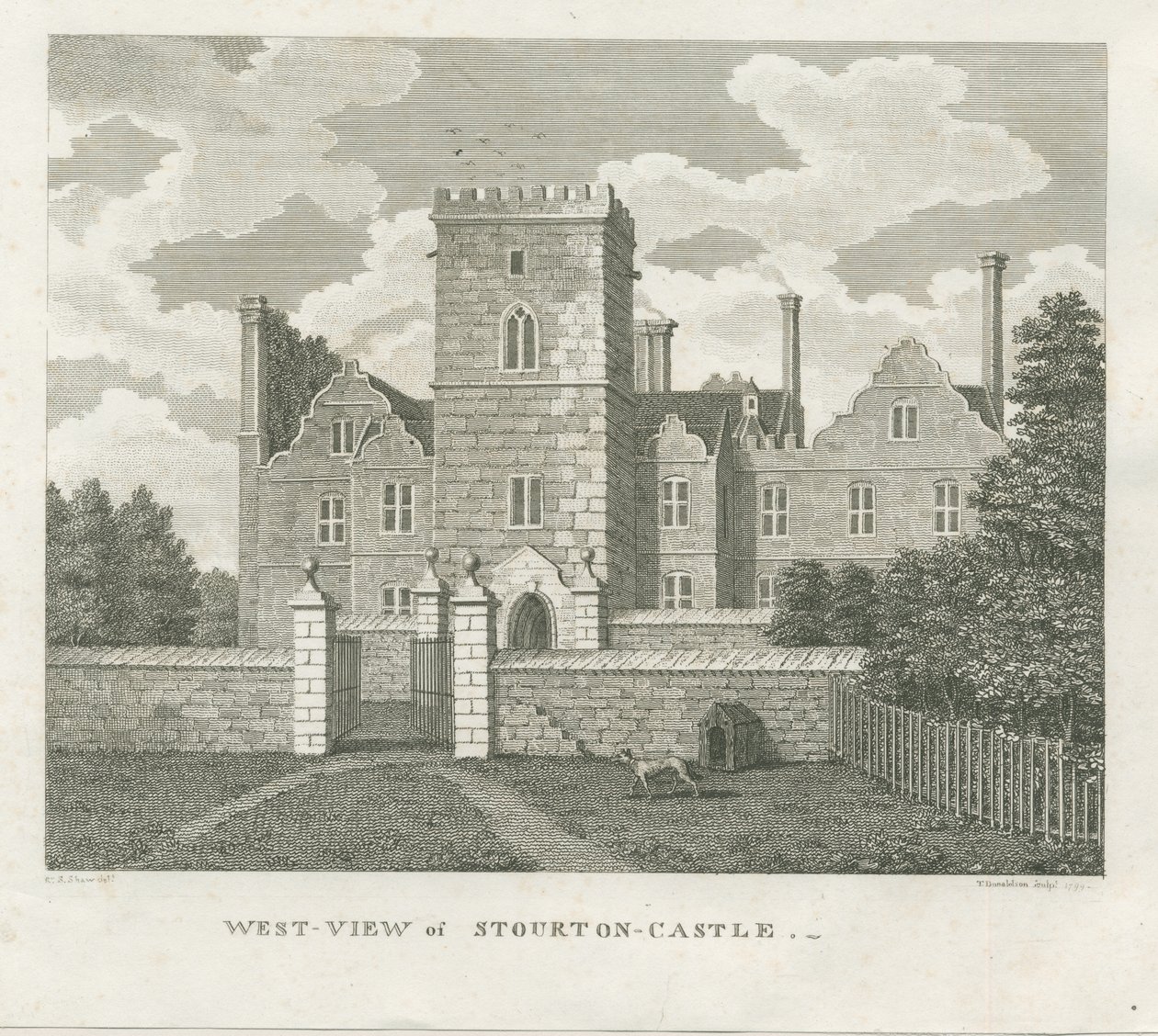 Stourton Castle: gravering af Stebbing Shaw
