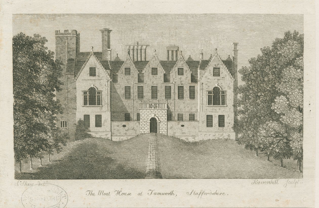 Tamworth - The Moat House: gravering, nd [1762-1802] (tryk) af Stebbing Shaw