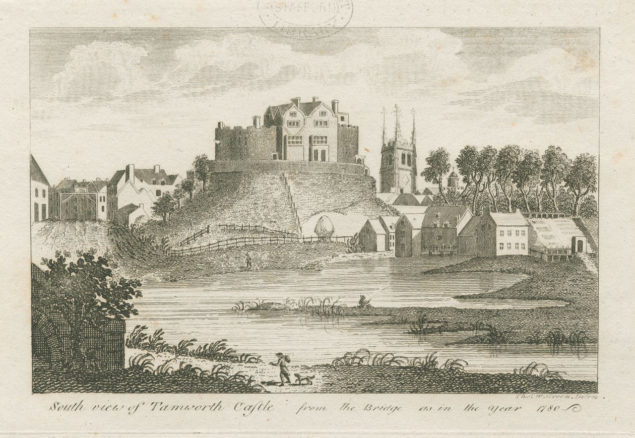 Tamworth Castle: gravering af Stebbing Shaw