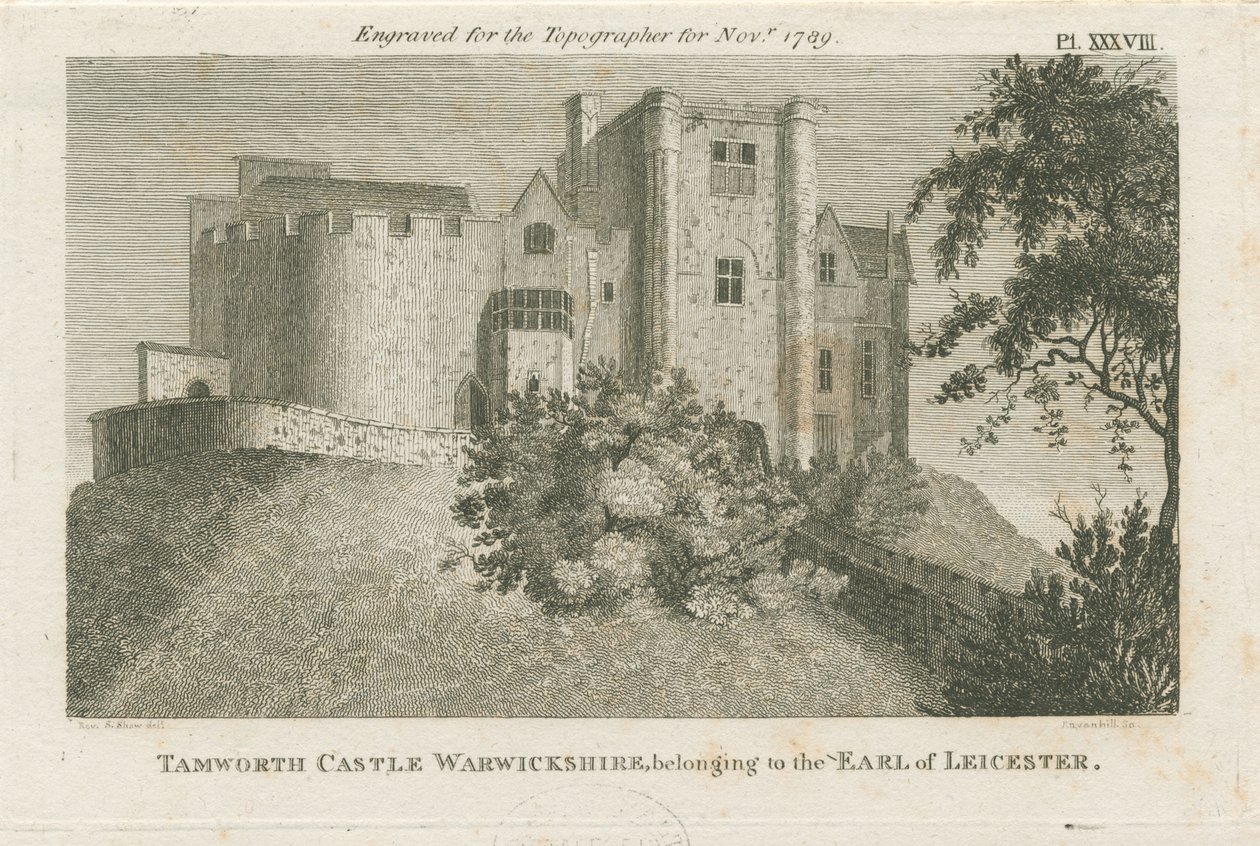 Tamworth Castle: gravering, nd [c 1799] (tryk) af Stebbing Shaw