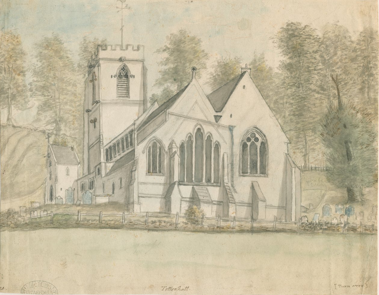 Tettenhall Church: watercolor painting, ndc 1794] dani af Stebbing Shaw