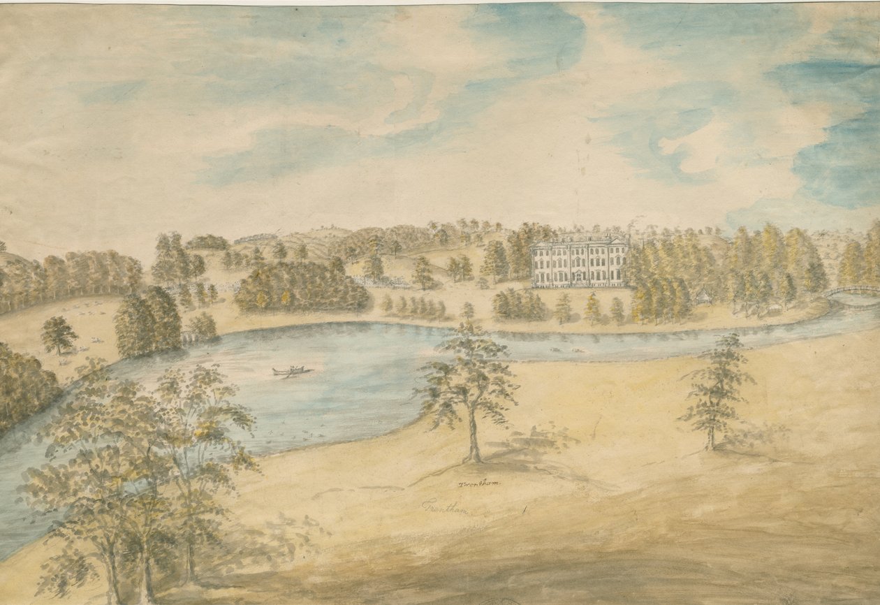 Trentham Hall: akvarelmaleri, ndc 1794] (maleri) af Stebbing Shaw