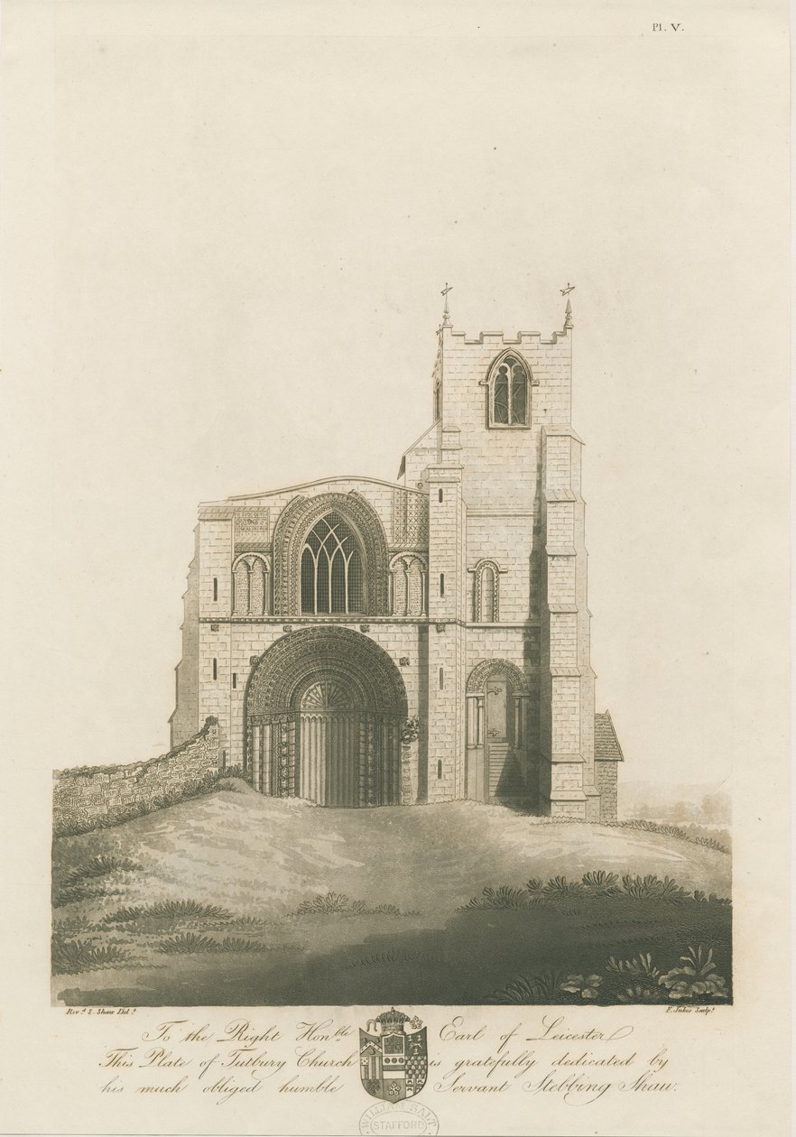 Tutbury Priory Church: akvatintegravering, nd [c 1798] (tryk) af Stebbing Shaw