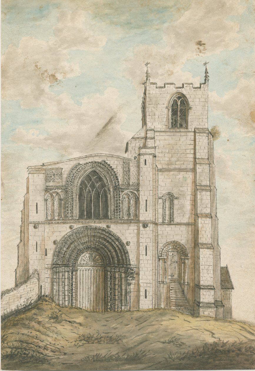 Tutbury Priory Church: water color painting, nd [1762-1802] dani af Stebbing Shaw