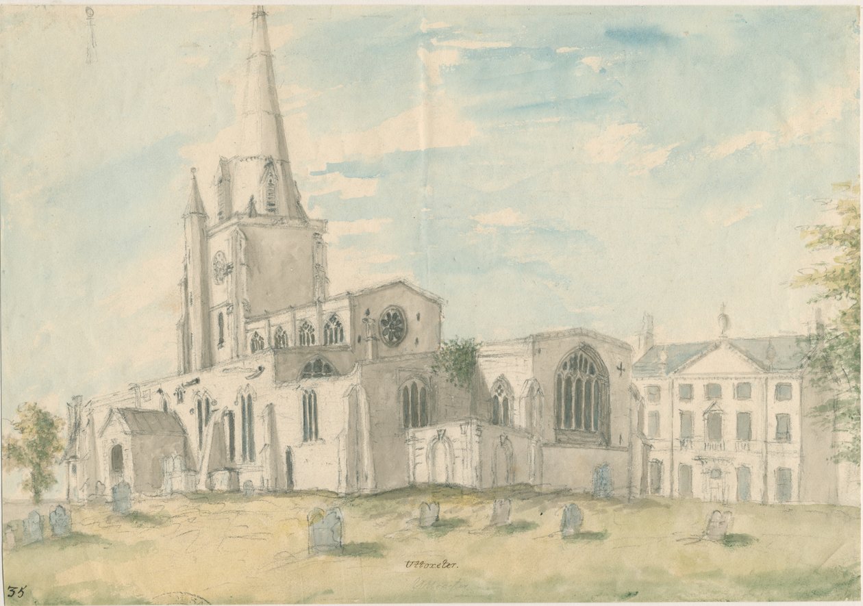 Uttoxeter Church [Old]: water color painting, nd [1794] dani af Stebbing Shaw