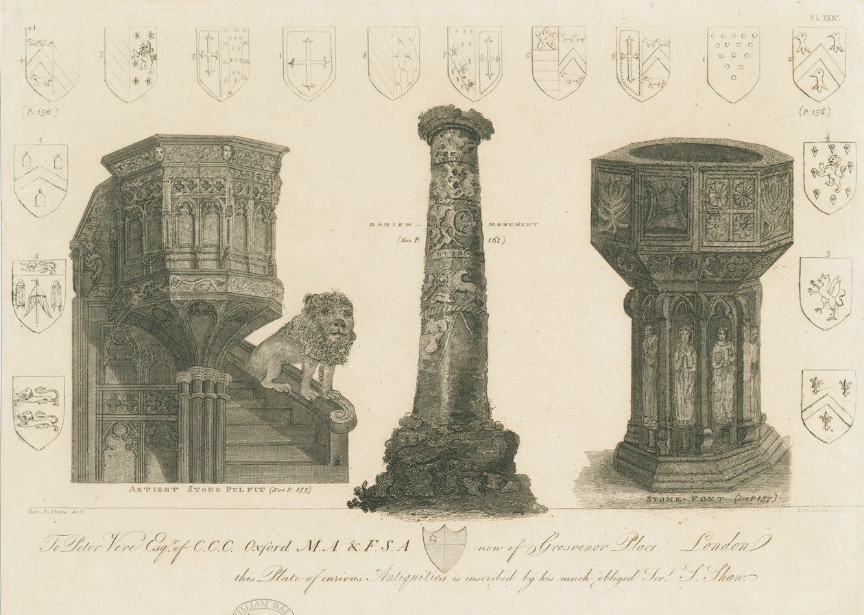 Wolverhampton - Prædikestol, søjle og font i St. Peter