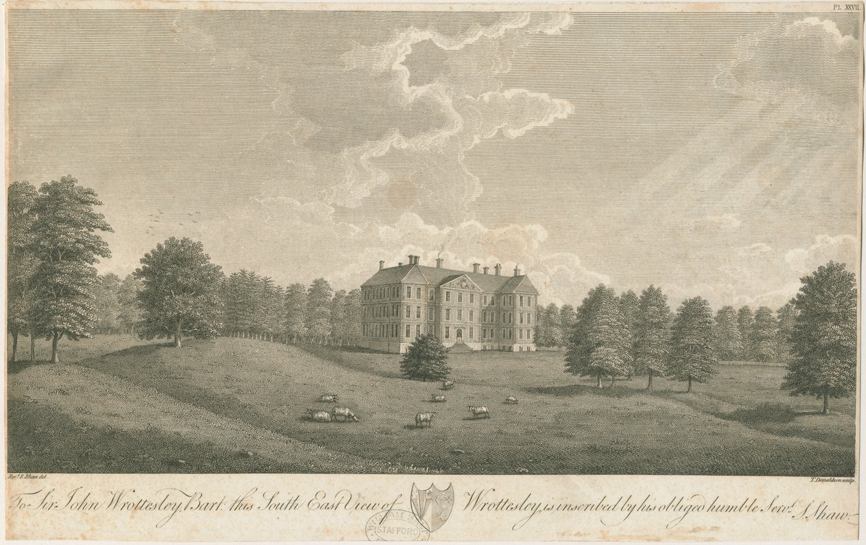 Wrottesley Hall: gravering, nd [c 1798] (tryk) af Stebbing Shaw