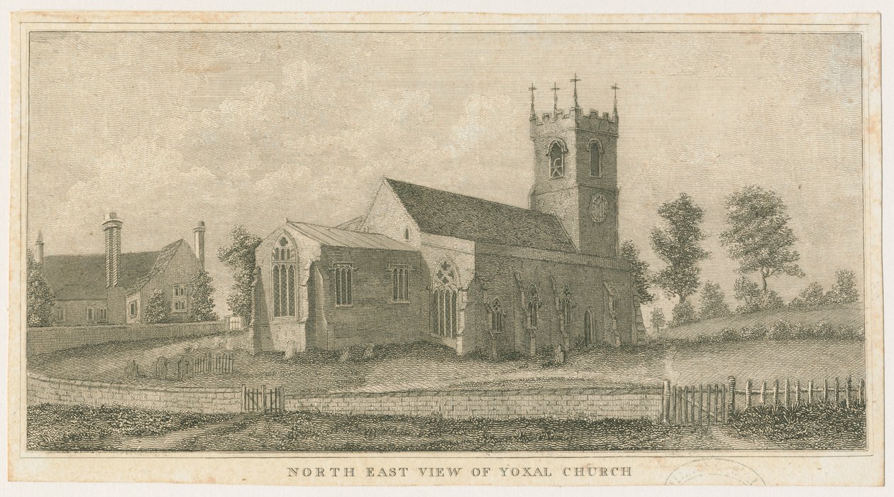 Yoxall Church: gravering, nd [c 1798] (tryk) af Stebbing Shaw