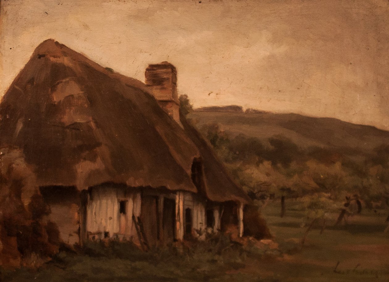 Kunyho a domboldalonnEngelsk: Cottage_on_the_Hillsiden af Stefan Luchian