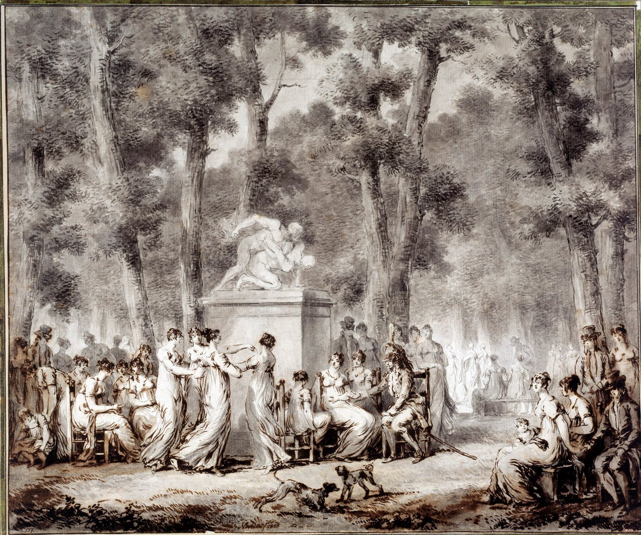 Udsigt over Tuileries terrasse i 1807 World udgang til parken. Tegning af Jean Pierre Norblin De La Gourdaine (1745-1830) af Stefan Juliusz Norblin de la Gourdaine