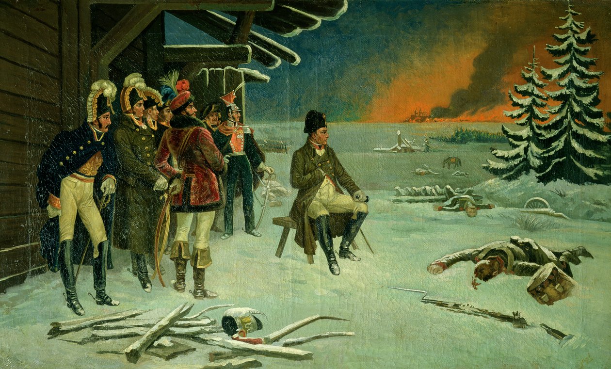 Napoleon ved Maloyaroslavets (olie på lærred) af Stefan Vladislavovich Bakalowicz