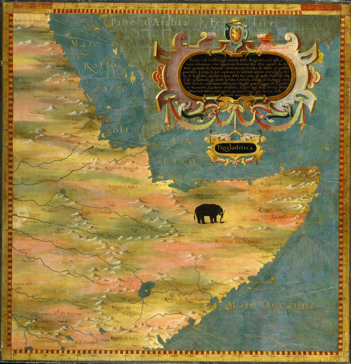 Afrikas horn: Etiopien og Somalia (Afrika) af Stefano Bonsignori 1589