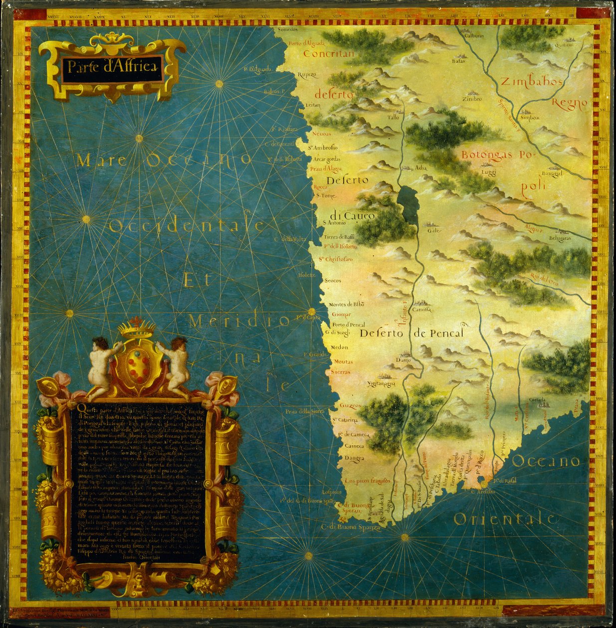 Namibia, Botswana og Sydafrika af Stefano Bonsignori 1589