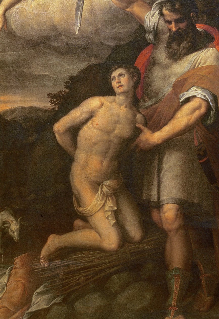 Isaks ofring olie på lærred detalje af 80388 af Stefano Pieri