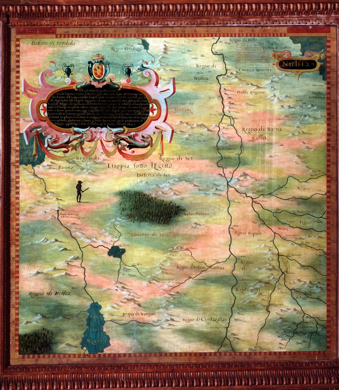 Afrika (Nubia og Egypten) Kort lavet af Stefano Bonsignori (? -1589) italiensk kosmograf og maler. Omkring 1581. Firenze, Palazzo Vecchio, Sala del Mappamondo af Stefano Buonsignori