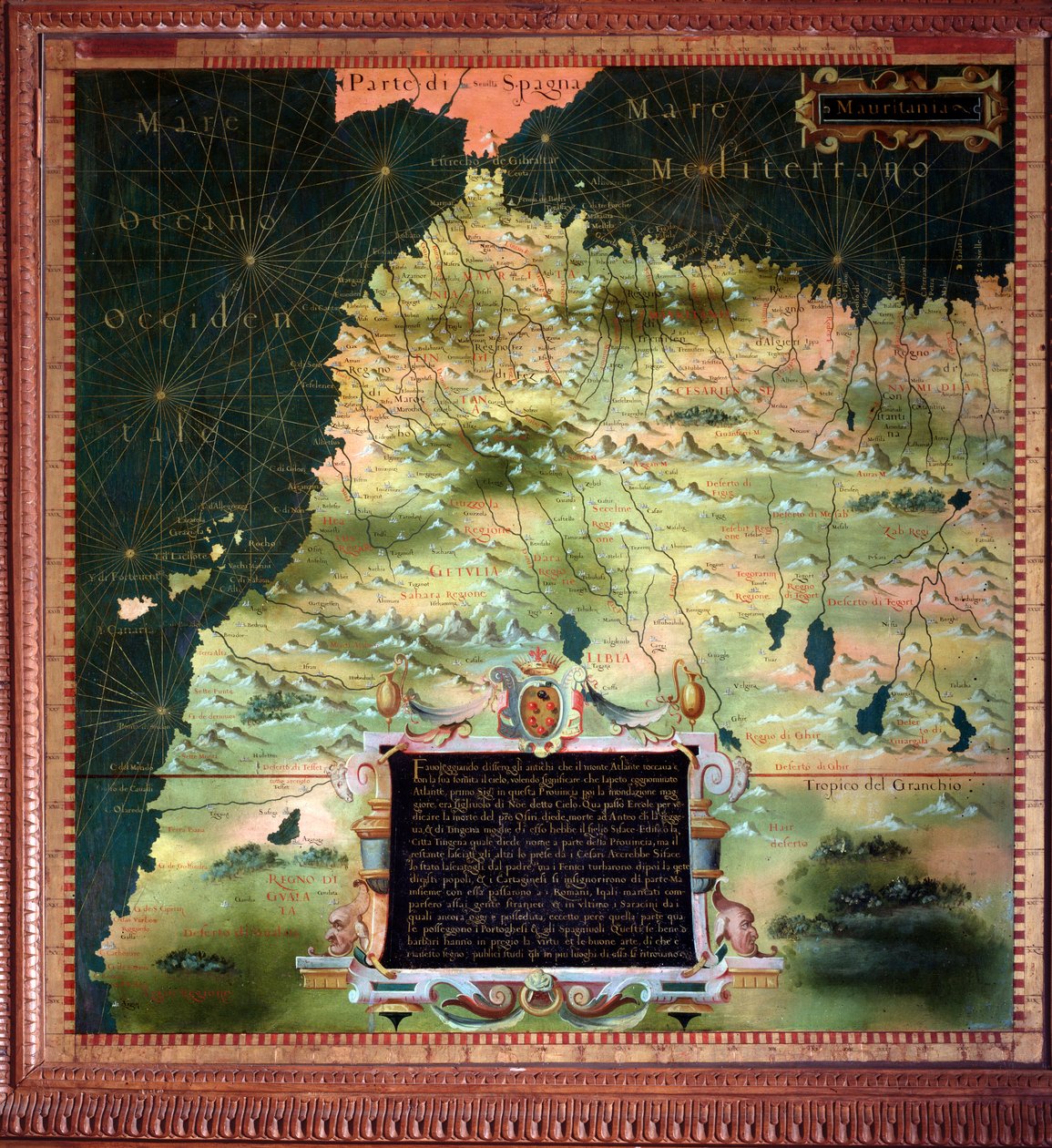 Nordafrika (Marokko) og Detroit of Gibraltar Kort lavet af Stefano Bonsignori (? -1589) italiensk kosmograf og maler. Omkring 1581. Firenze, Palazzo Vecchio, Sala del Mappamondo af Stefano Buonsignori