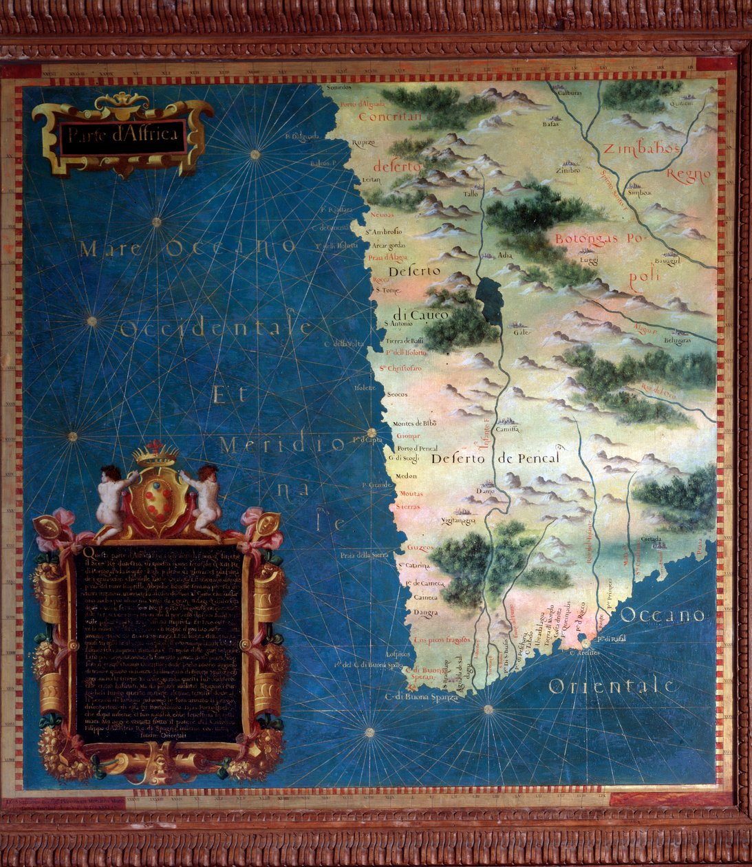 Kort over Sydafrika og Cape of Good Esperance lavet af Stefano Bonsignori (? -1589) italiensk kosmograf og maler. Omkring 1581. Firenze, Palazzo Vecchio, Sala del Mappamondo af Stefano Buonsignori
