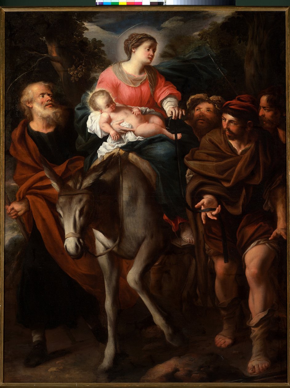 Den flygtende hellige familie og tyven Tito, ca. 1670 (olie på lærred) af Stefano Magnasco