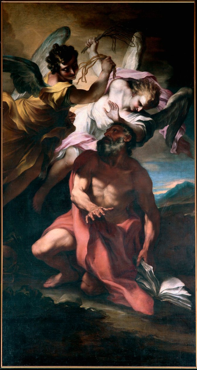 Sankt Jerome flagella af engle Maleri af Stefano Maria Legnani (il Legnanino) (1660-1715) Gener, San Girolamo-kirken af Stefano Maria Legnani