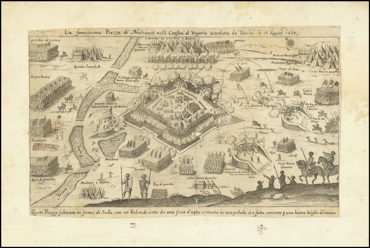 Den berømte plads i Neuhausel ved Ungarns grænser belejret af tyrkerne den 13. august 1663 af Stefano Scolari