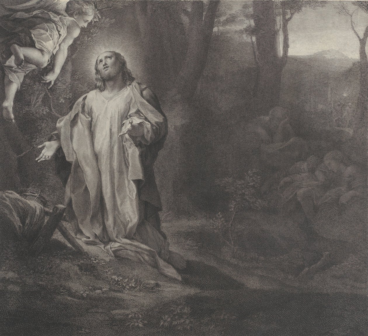 Kristus på Oliebjerget, med en engel øverst til venstre, 1783-1812. af Stefano Tofanelli