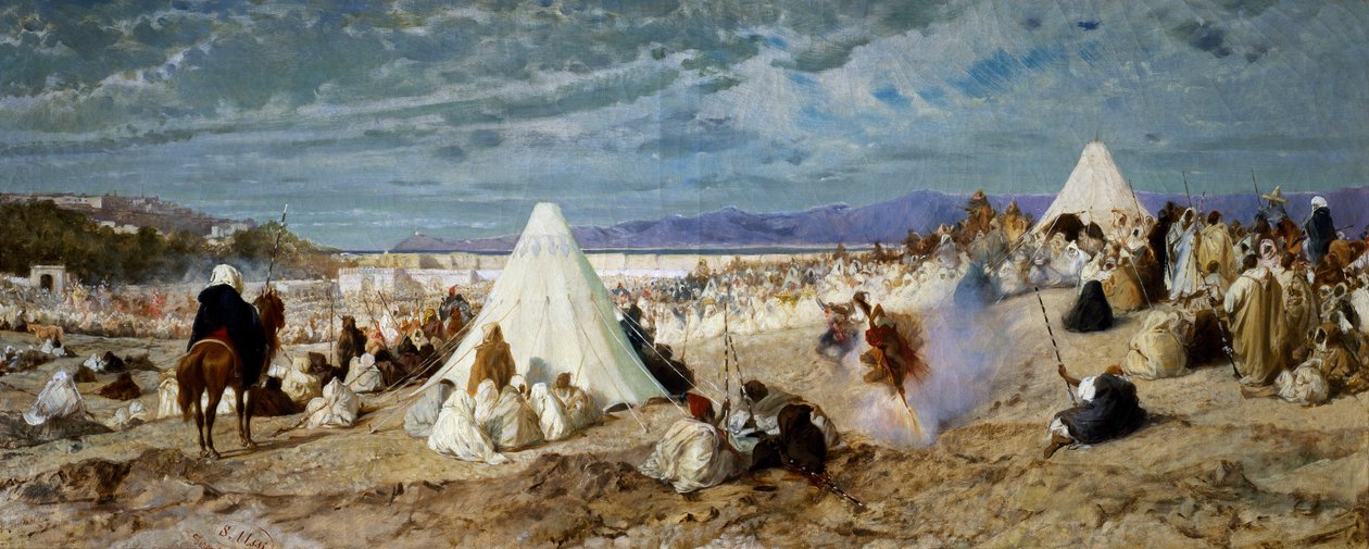 Fejring af Muhammed i Tanger, maleri af Stefano Ussi (1822-1901), olie på lærred, 48, 5x117, 5 cm af Stefano Ussi