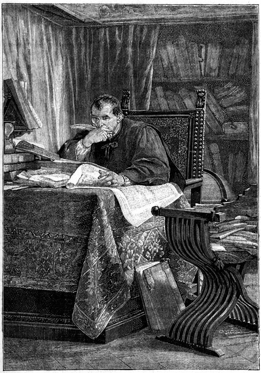 Portræt af Niccolo af Bernardo dei Machiavelli (Nicolas Machiavel af Stefano Ussi