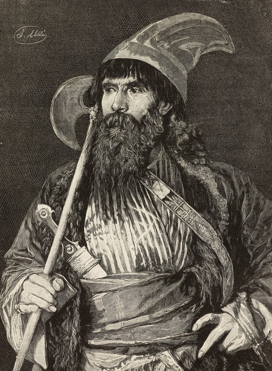 Sheikki täydessä kuninkaallinen, F Gamberonin kaiverrus Stefano Ussin (1822-1901) maalauksesta, L