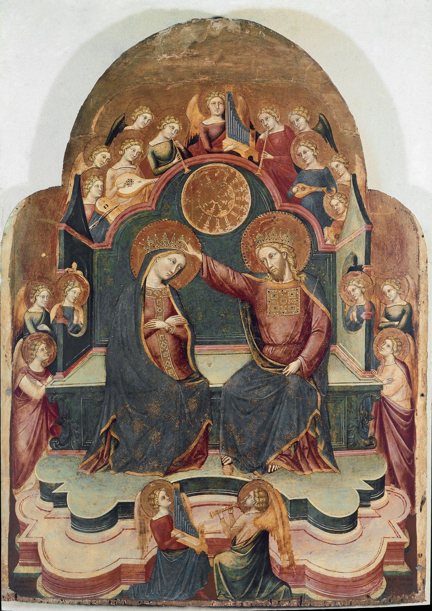 The Coronation of the Virgin Wood Painting by Stefano da Sant "Agnesedani af Stefano Veneziano