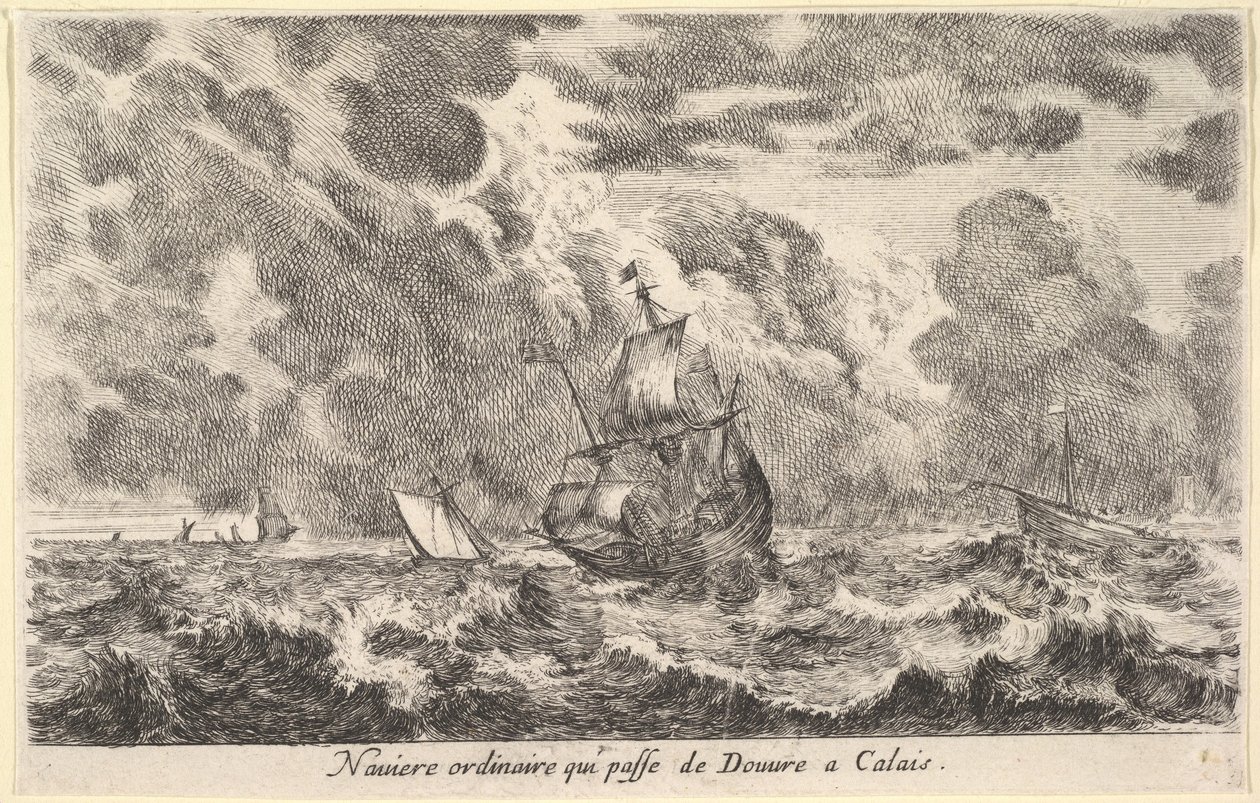 Et almindeligt skib, der rejser mellem Dover og Calais af Stefano della Bella
