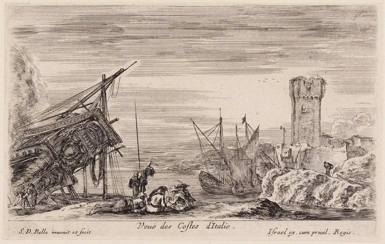 Udsigter fra havne (Vues de ports de mer): Udsigt over den italienske kyst af Stefano della Bella