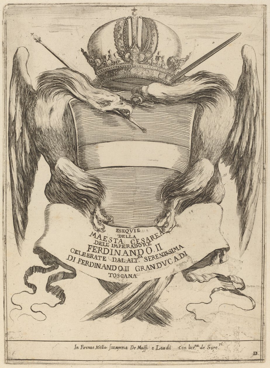 Våben med en dedikation til storhertug Ferdinand II af Stefano della Bella