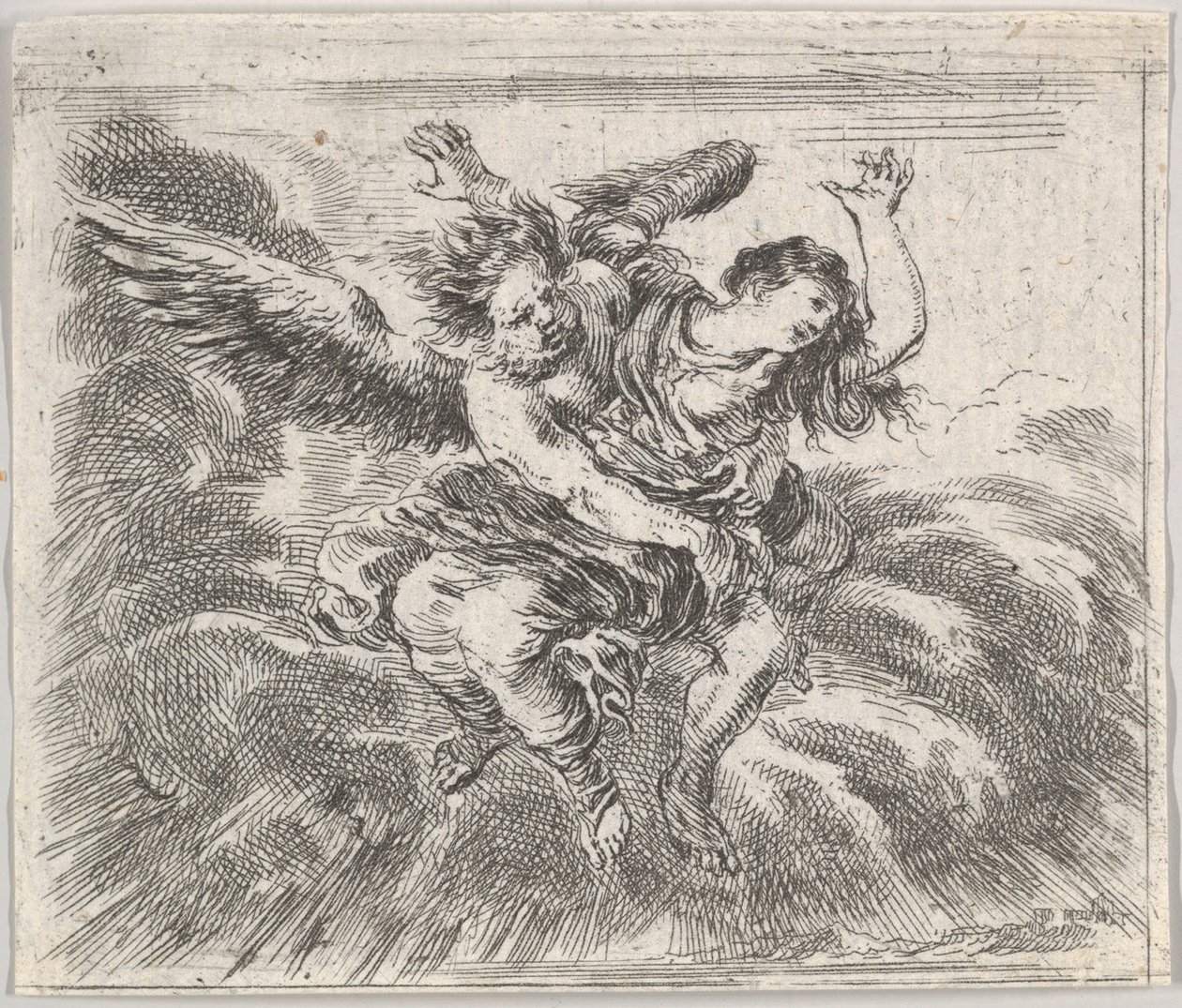 Boreas og Orithyia, fra Game of Mythology Jeu de la Mythologie, 1644. af Stefano della Bella
