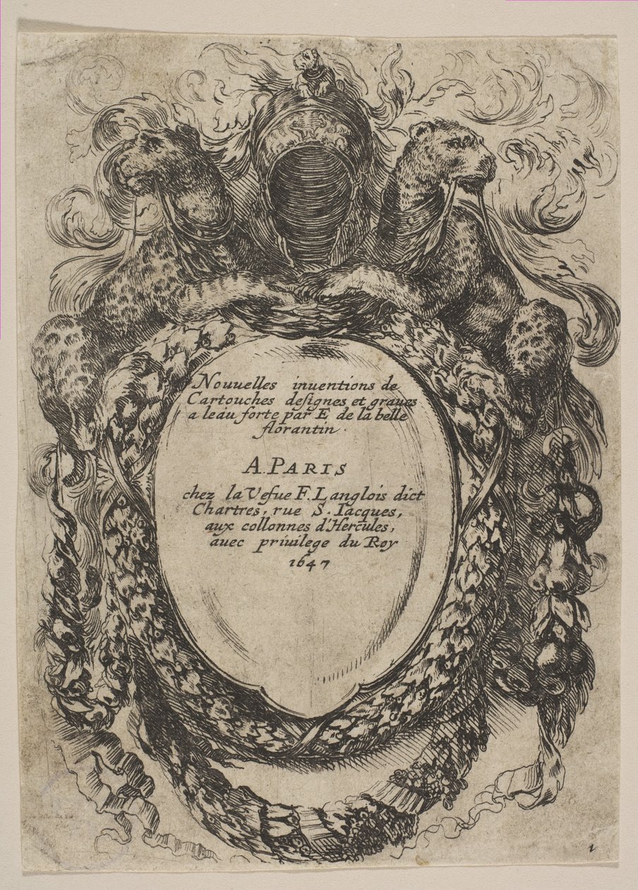 Patron med titel: New Inventions of Cartridges, 1647. af Stefano della Bella
