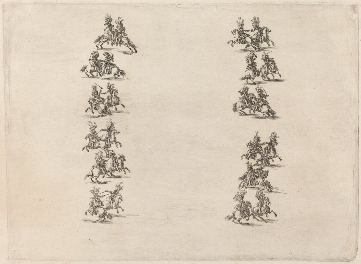 Kavalerer kæmper i to kolonner, 1652. af Stefano della Bella
