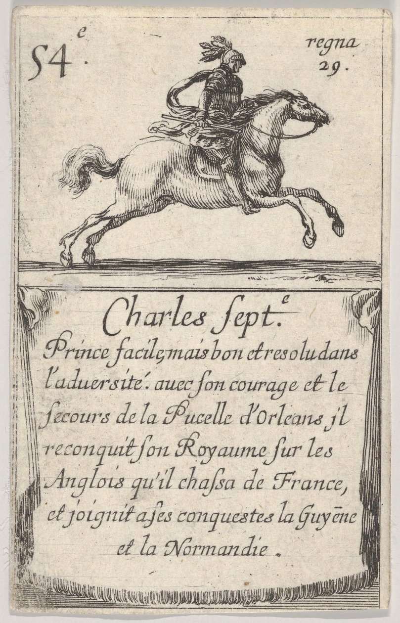 Charles Sept.-e Prince facile..., fra Game of the Kings of France Jeu des Rois de Fr..., 1644. af Stefano della Bella