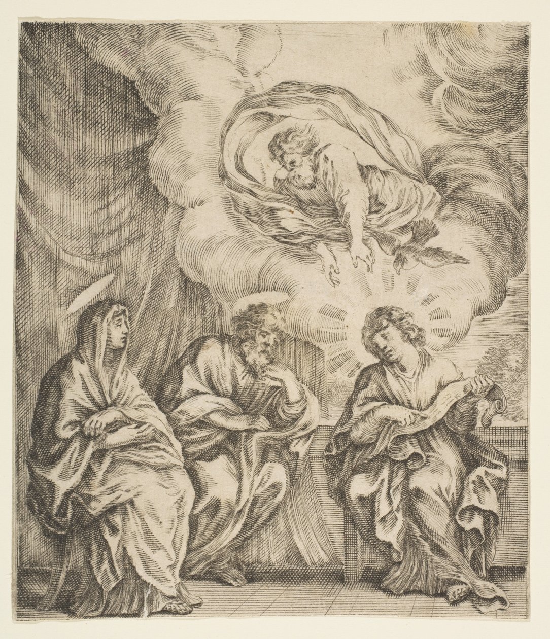 Jesusbarnet forklarer skrifterne til sin mor og St. Joseph, ca. 1627. af Stefano della Bella