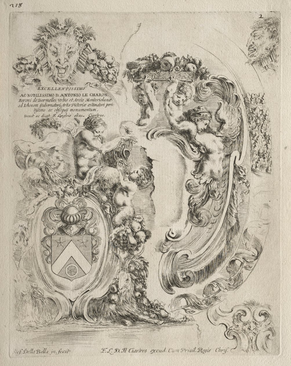 Samling af forskellige Caprices og nye designs af kartoucher og ornamenter: nr. 2. af Stefano della Bella