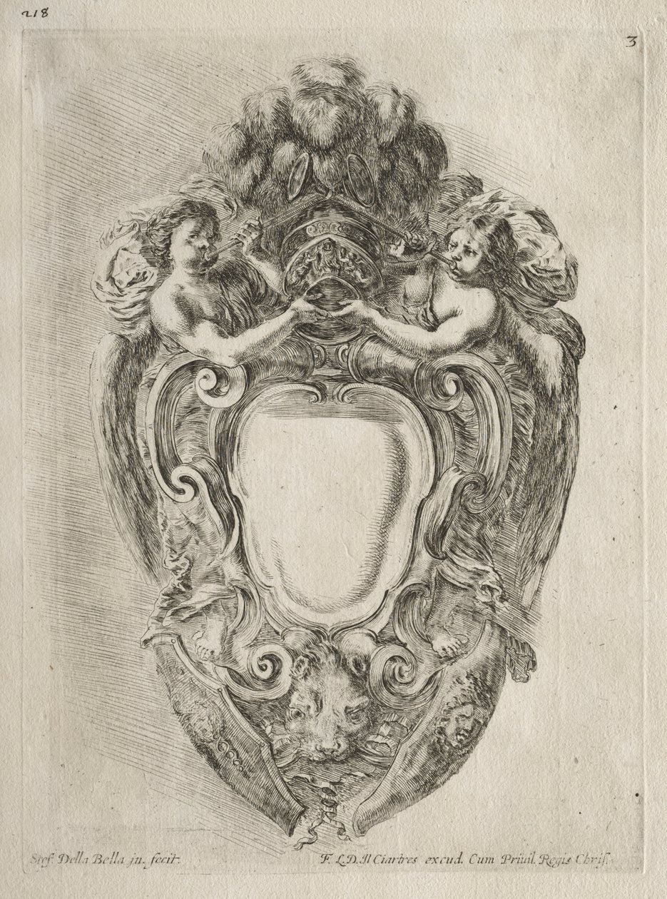 Samling af forskellige Caprices og nye designs af kartoucher og ornamenter: nr. 3 af Stefano della Bella