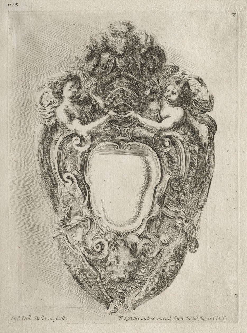Samling af forskellige Caprices og nye designs af kartoucher og ornamenter: nr. 3. af Stefano della Bella