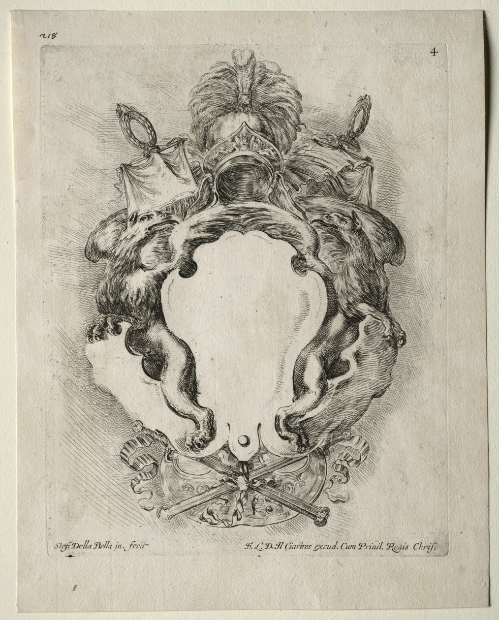 Samling af forskellige Caprices og nye designs af kartoucher og ornamenter: nr. 4 af Stefano della Bella
