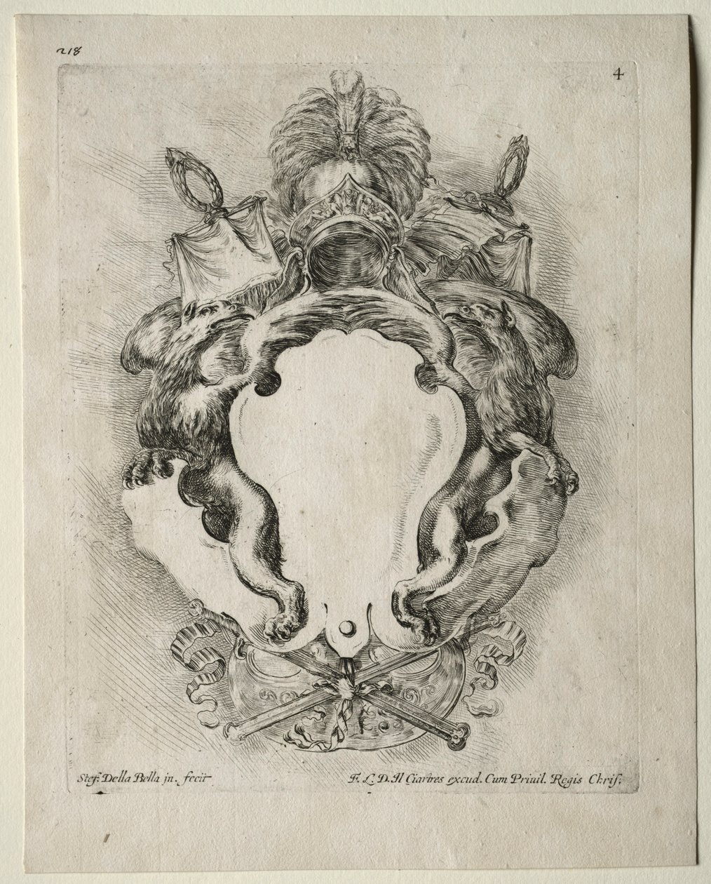 Samling af forskellige caprices og nye designs af kartoucher og ornamenter: nr. 4. af Stefano della Bella