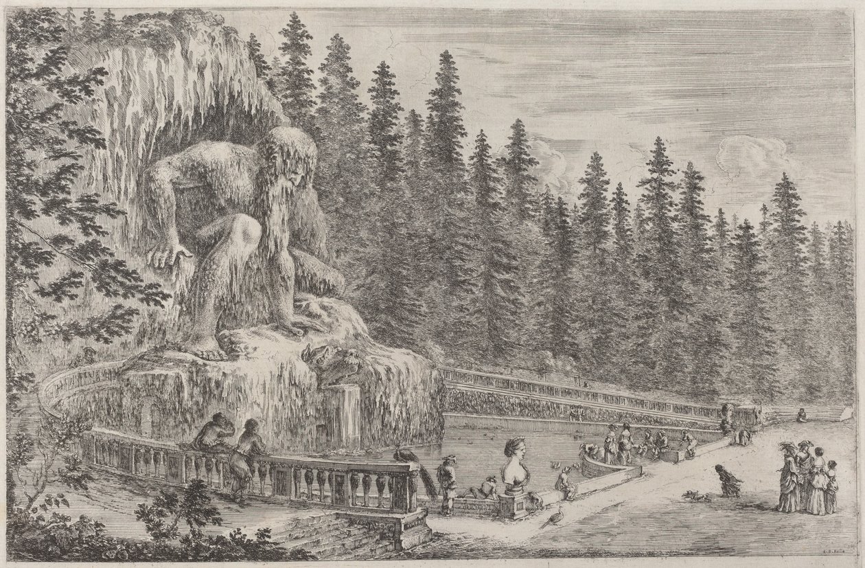 Kolossal statue af Appenninerne af Stefano della Bella