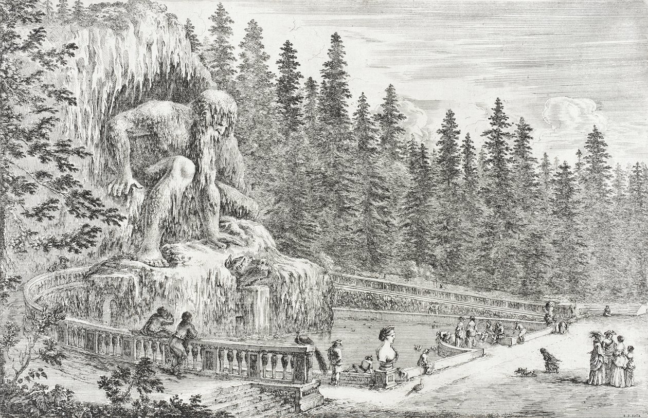 Kolossal statue af Appenninerne af Stefano della Bella
